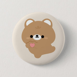 Cute Love Brown Bear 2 Inch Round Button