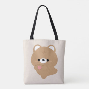 Cute Love Brown Bear Tote Bag