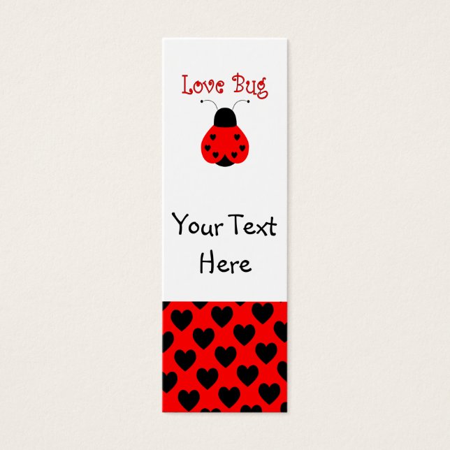 Cute Love Bug Heart Ladybug Bookmark (Front)