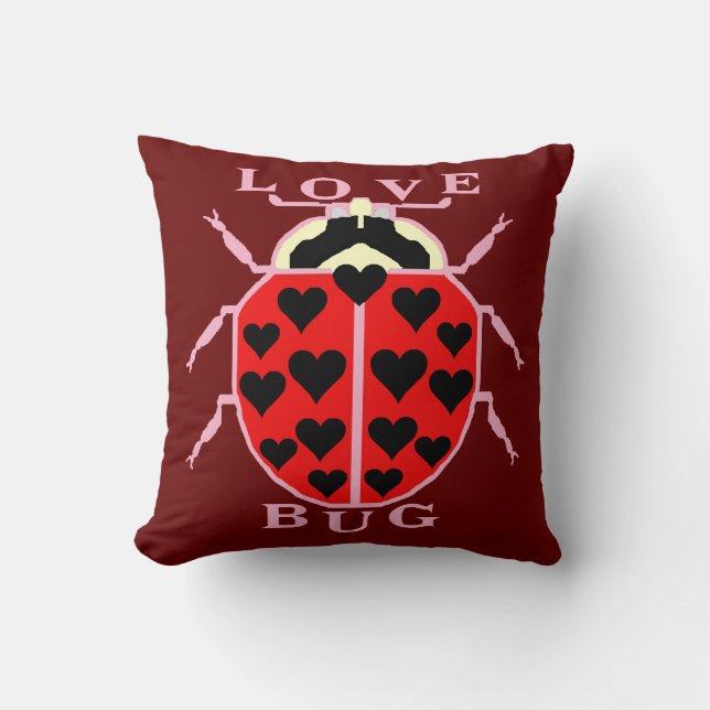 Cute Love Bug Valentine's Day Ladybug Throw Pillow (Front)