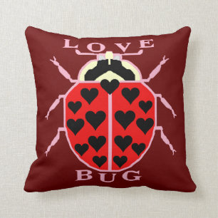 Cute Love Bug Valentine's Day Ladybug Throw Pillow