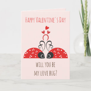 Cute Love Bug - Whimsical Valentine's Day Card