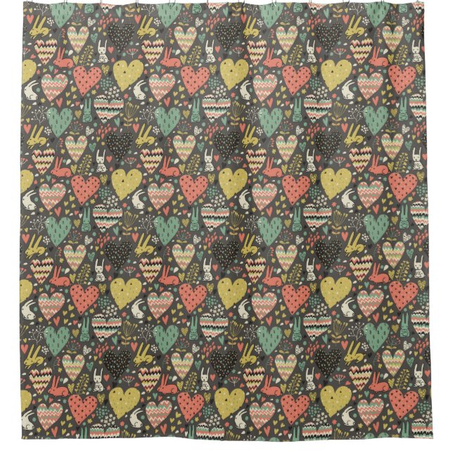 Cute love bunnies pattern with hearts (Front)