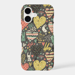 Cute love bunnies pattern with hearts