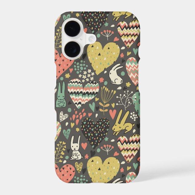 Cute love bunnies pattern with hearts (Back)