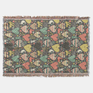Cute love bunnies pattern with hearts throw blanket