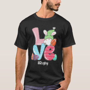 Cute Love Bunny Gnome Rugby Eggs Hunting Easter Da T-Shirt