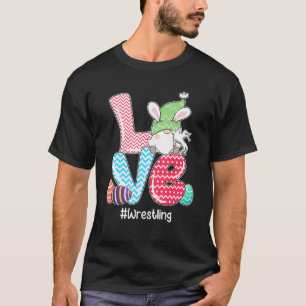 Cute Love Bunny Gnome Wrestling Eggs Hunting Easte T-Shirt