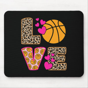 Cute Love Bysketbyll Leopard Print Women Girls Bys Mouse Pad