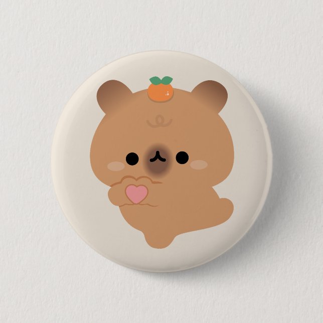Cute Love Capybara 2 Inch Round Button (Front)