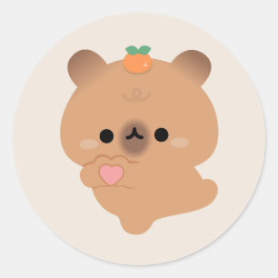 Cute Love Capybara Classic Round Sticker