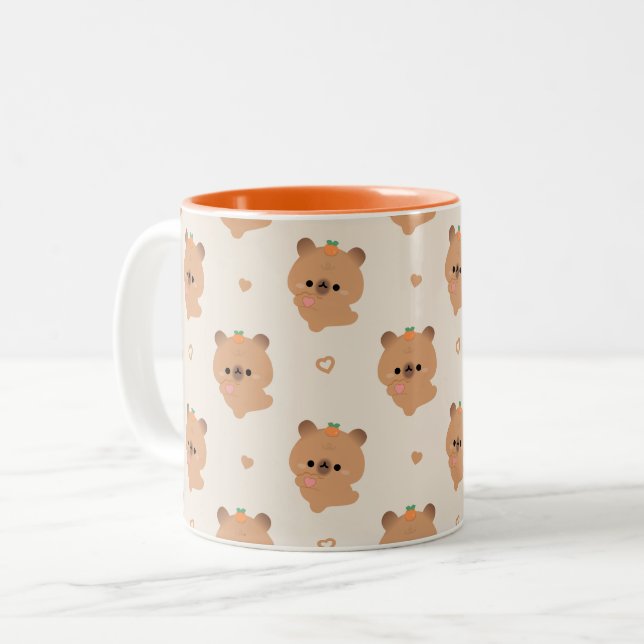 Cute Love Capybara Two-Tone Coffee Mug (Front Left)