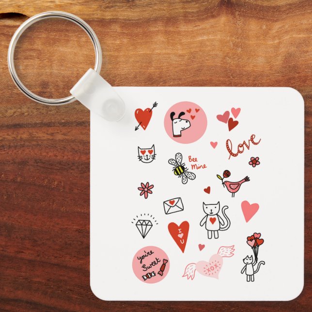 Cute Love Cartoon Keychain (Front)