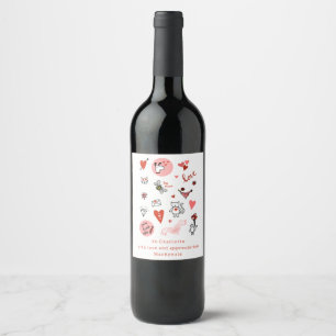 Cute Love Cartoon Personalized Wine Label