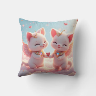 Cute Love Cats Throw Pillow