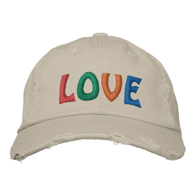 Cute LOVE Colorful Word Embroidered Hat (Front)