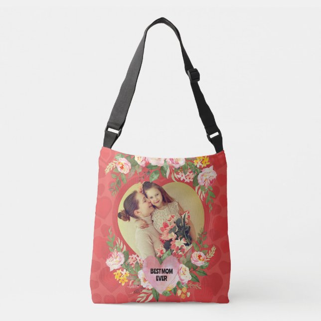 Cute love couple family heart photo crossbody bag (Front)