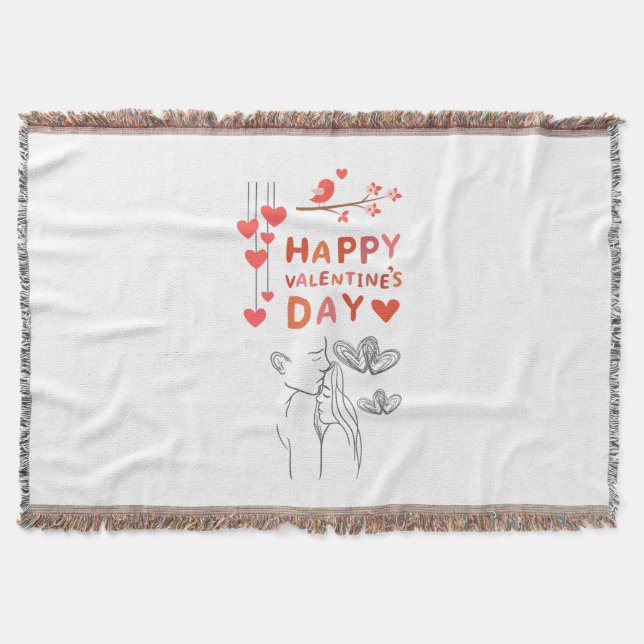 Cute Love Couple  Throw Blanket (Front)