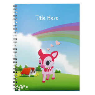 Cute Love Deer Fawn with Rainbow Country Scene Notebook