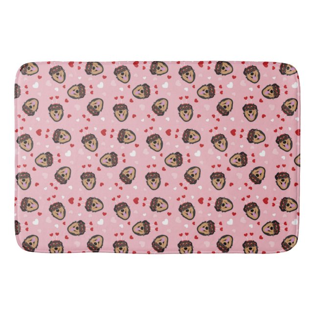 Cute Love Dog Pink Red Bath Mat (Front)