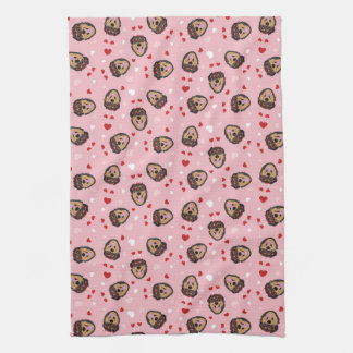 Cute Love Dog Pink Red Kitchen Towel
