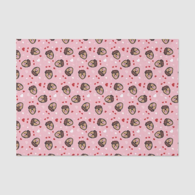 Cute Love Dog Pink Red Tissue Paper (Front)