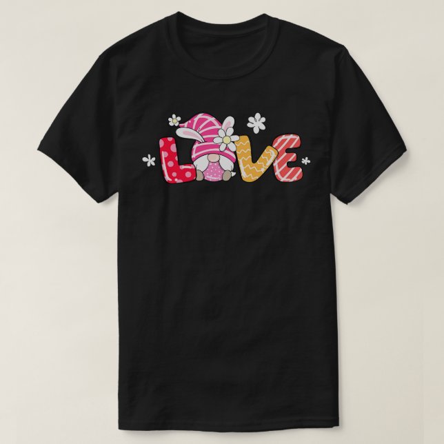 Cute Love Egg Bunny Easter Gnome  T-Shirt (Design Front)
