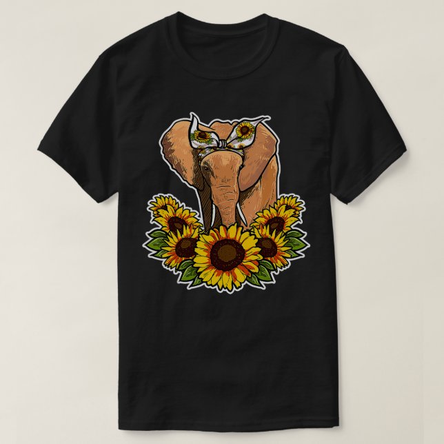 Cute Love Elephant Gift Sunflower Decor Elephant  T-Shirt (Design Front)