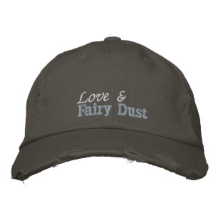 Cute Love Fairy Dust Quote Pink Grey Hippie Embroidered Hat