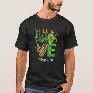 Cute Love Gigi Life Plaid Leopard Gnome St. Patric T-Shirt