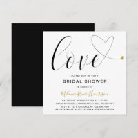 Cute Love Gold Heart Modern Bridal Shower