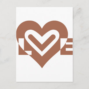 Cute Love Graphic Chocolate Brown Postcard