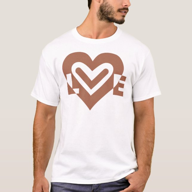 Cute Love Graphic Chocolate Brown T-Shirt (Front)