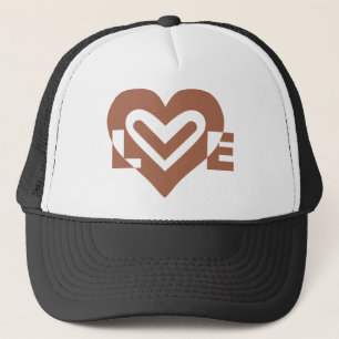 Cute Love Graphic Chocolate Brown Trucker Hat