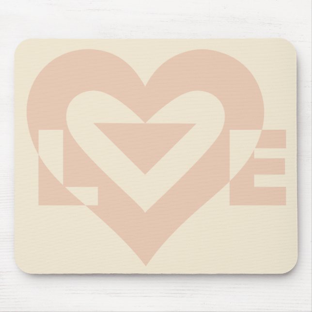 Cute Love Graphic, Cream Beige Mouse Pad (Front)