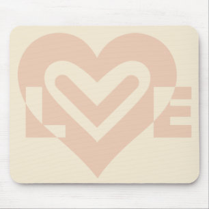 Cute Love Graphic in Beige Mouse Pad