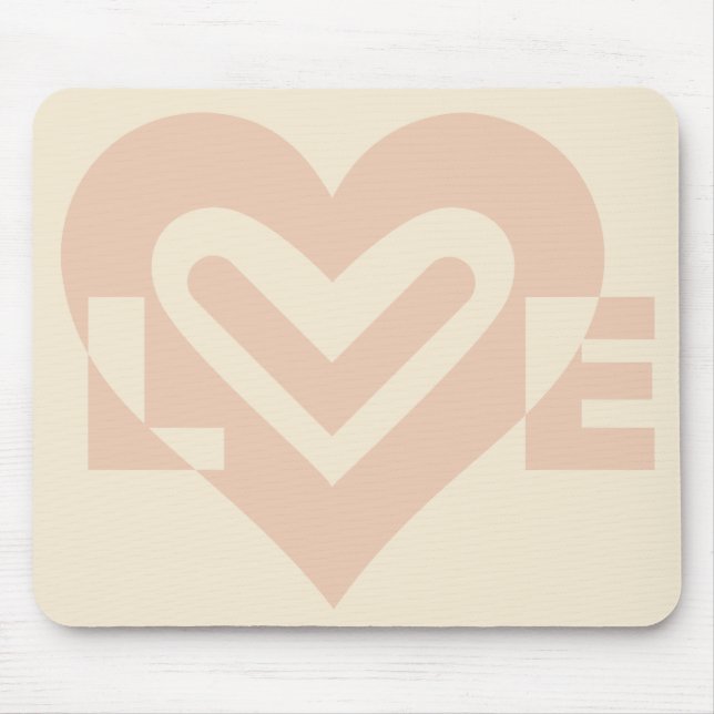 Cute Love Graphic in Beige Mouse Pad (Front)