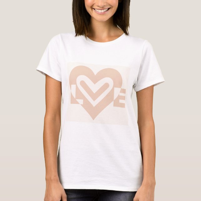Cute Love Graphic in Beige T-Shirt (Front)