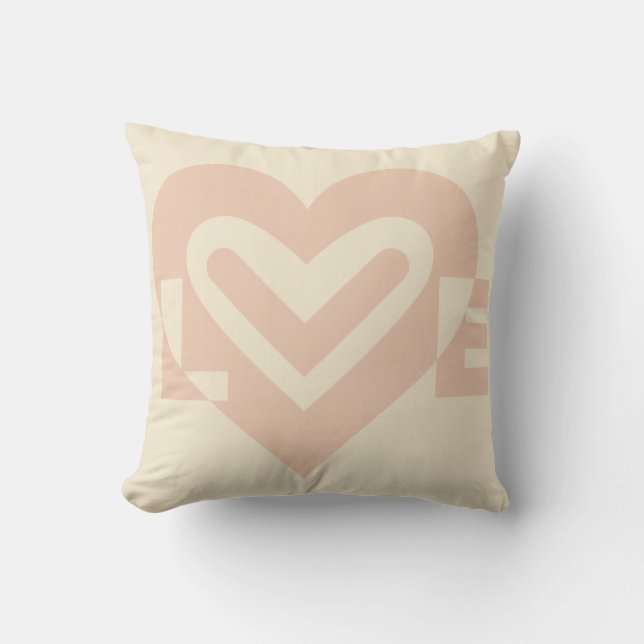 Cute Love Graphic in Beige Throw Pillow (Front)