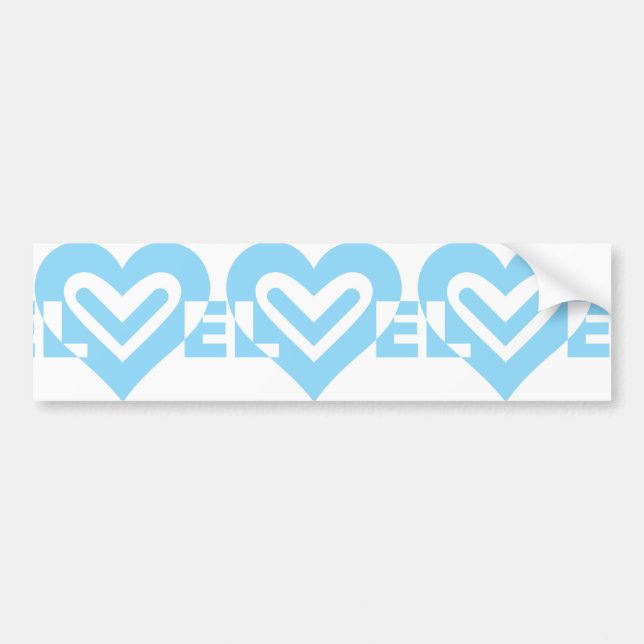 Cute Love Graphic in Blue Bumper Sticker (Front)