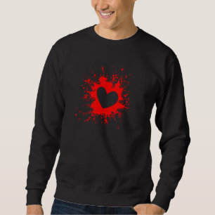 Cute Love He Print Paint Valentineu2019s Day Women Sweatshirt