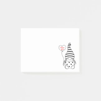 Cute Love Heart Balloon Girl Garden Gnome Post-it Notes