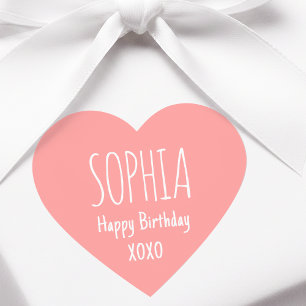 Cute Love Heart Custom Text Name Apricot Pink Sticker