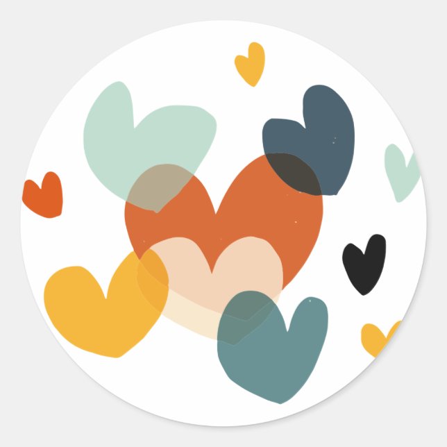 Cute Love Heart Drawings Heart Art Love Art Design Classic Round Sticker (Front)