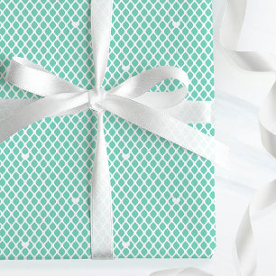 Cute Love Heart Lattice Mesh Mint Modern Birthday Wrapping Paper
