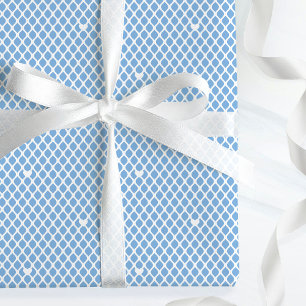 Cute Love Heart Lattice Mesh Pretty Blue Birthday Wrapping Paper