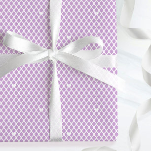 Cute Love Heart Lattice Mesh Purple Modern Wrapping Paper