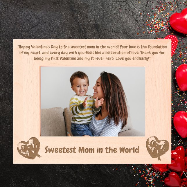 Cute Love Heart Message Mom Valentines Gift Wooden Etched Frames (Creator Uploaded)