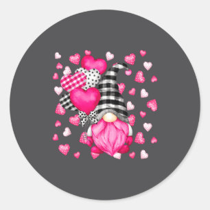 Cute Love Heart Pattern For Her Nk Valentines Gnom Classic Round Sticker