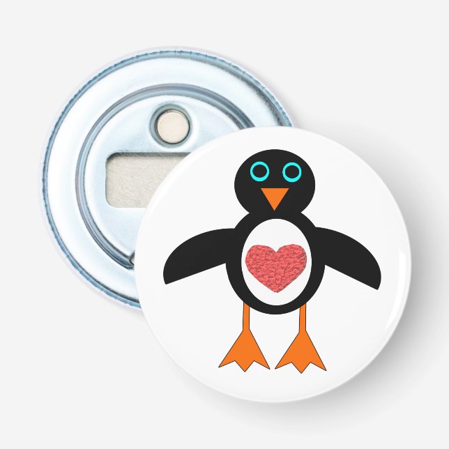 Cute Love Heart Penguin Bottle Opener (Front)